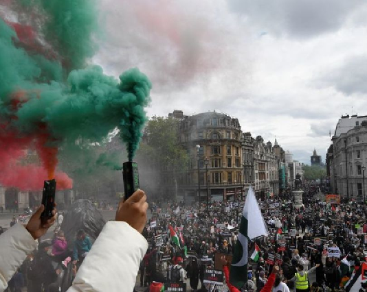 Britain: Protest against Israeli air strikes on Gaza Strip after Israel-Hamas cease-fire agreement
